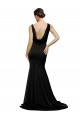 Vendeurs de Noir Trapèze Col V Balayage train Satiné Soyeux Longue Formelles Robes demoiselle d'honneur / Robes de soirée / Robes de bal