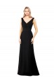 Vendeurs de Noir Trapèze Col V Mousseline Longue Robes demoiselle d'honneur / Robes de bal