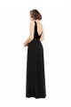 Vendeurs de Noir Trapèze Col V Mousseline Velours Longue Robes demoiselle d'honneur / Robes de bal