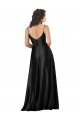 Vendeurs de Noir Trapèze Col V Satiné Soyeux Longue Formelles Robes demoiselle d'honneur / Robes de soirée / Robes de bal
