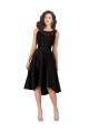 Vendeurs de Noir Trapèze Illusion midi Satiné Dentelle Courte Asymétrique Robes demoiselle d'honneur / Robes de cocktail