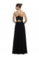 Vendeurs de Noir Trapèze Licou Mousseline Dentelle Longue Robes demoiselle d'honneur