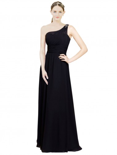 Vendeurs de Noir Trapèze Mousseline Longue Robes demoiselle d'honneur