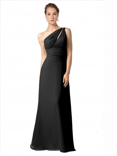 Vendeurs de Noir Trapèze Mousseline Longue Robes demoiselle d'honneur
