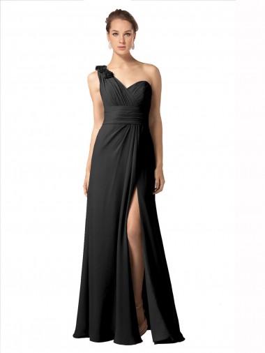 Vendeurs de Noir Trapèze Mousseline Longue Robes demoiselle d'honneur
