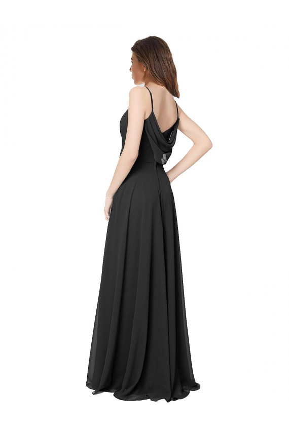 Vendeurs de Noir Trapèze Mousseline Longue Robes demoiselle d'honneur