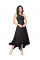 Vendeurs de Noir Trapèze Sans bretelle midi Mousseline Courte Asymétrique Robes demoiselle d'honneur / Robes de cocktail