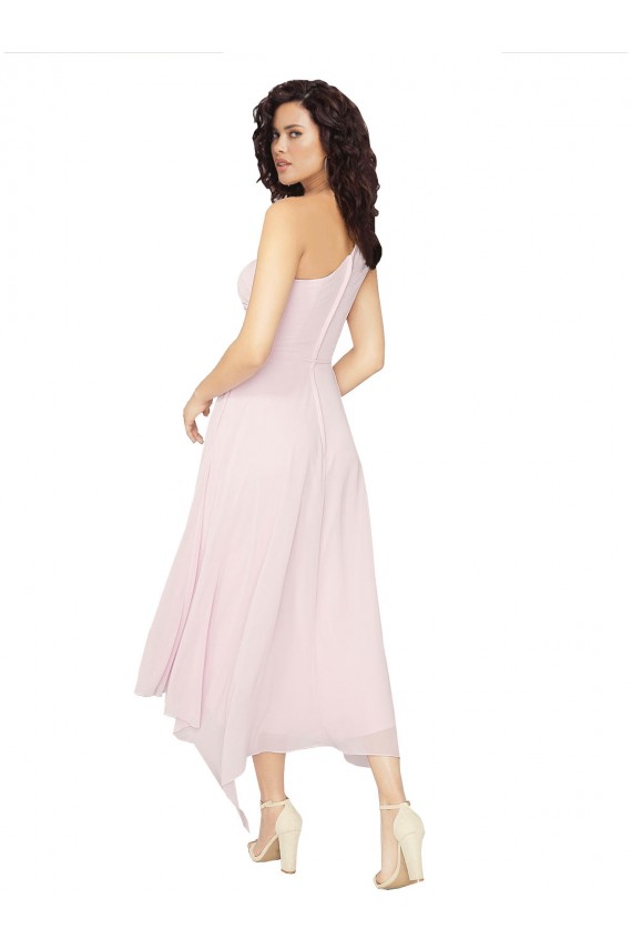 Vendeurs de Noir Trapèze Sans bretelle midi Mousseline Courte Asymétrique Robes demoiselle d'honneur / Robes de cocktail