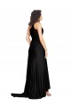 Vendeurs de Noir Trapèze Satiné Soyeux Longue Formelles Robes demoiselle d'honneur / Robes de soirée / Robes de bal