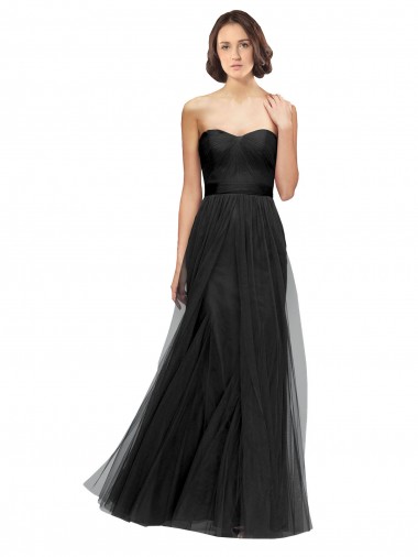 Vendeurs de Noir Trapèze Tulle Longue Robes demoiselle d'honneur