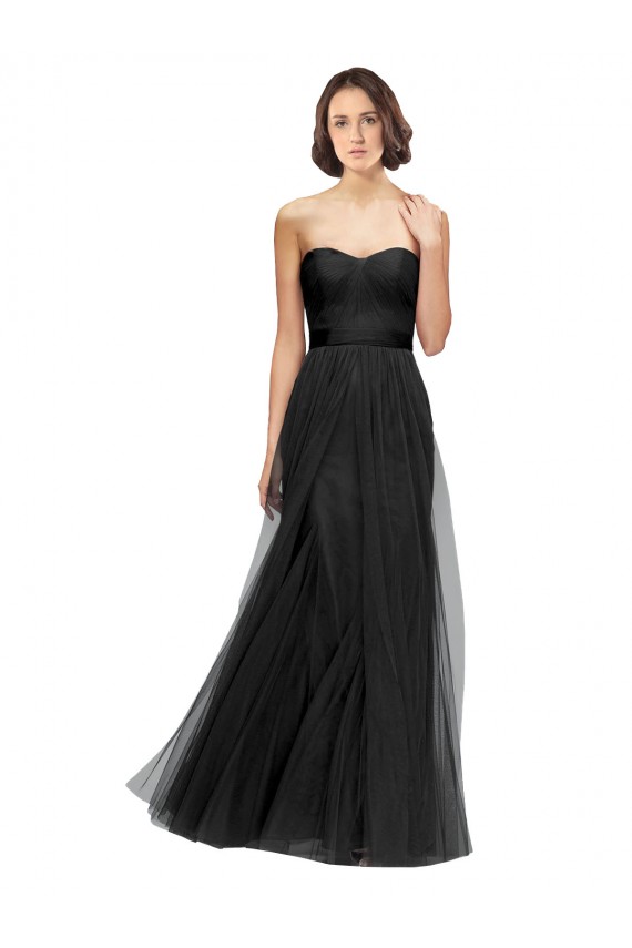 Vendeurs de Noir Trapèze Tulle Longue Robes demoiselle d'honneur