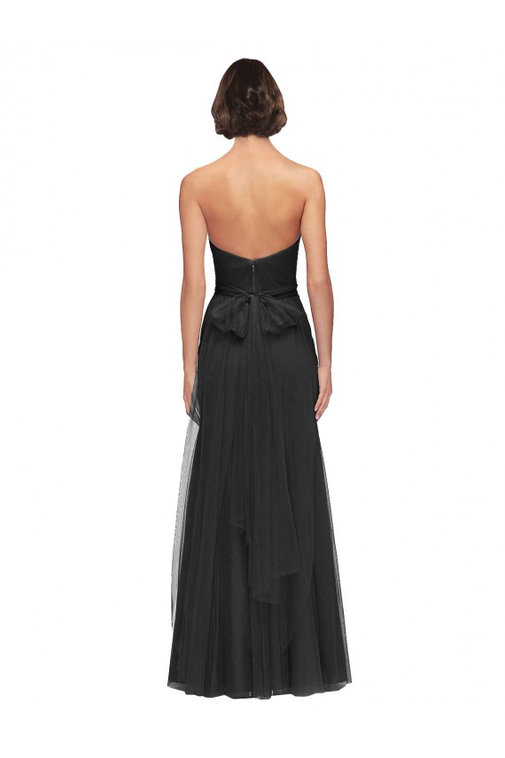 Vendeurs de Noir Trapèze Tulle Longue Robes demoiselle d'honneur
