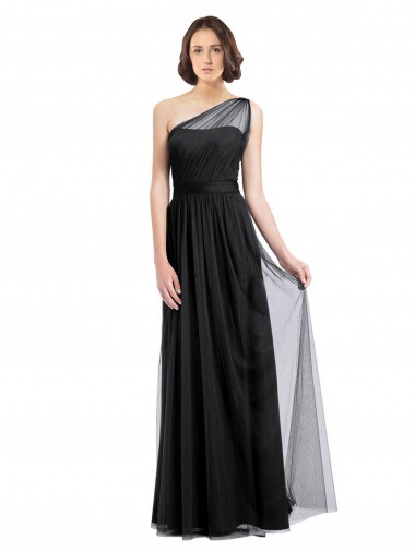 Vendeurs de Noir Trapèze Tulle Longue Robes demoiselle d'honneur