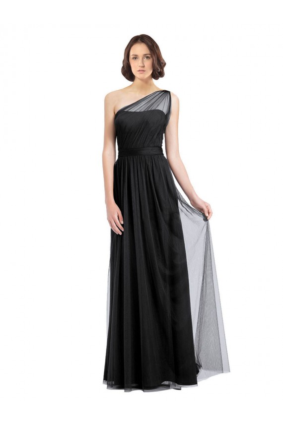 Vendeurs de Noir Trapèze Tulle Longue Robes demoiselle d'honneur