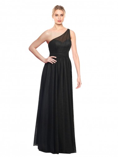 Vendeurs de Noir Trapèze Tulle Longue Robes demoiselle d'honneur