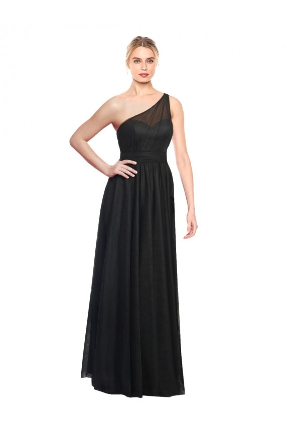 Vendeurs de Noir Trapèze Tulle Longue Robes demoiselle d'honneur