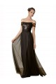 Vendeurs de Noir Trapèze Épaule Dénudée Tulle Paillette Longue Robes demoiselle d'honneur