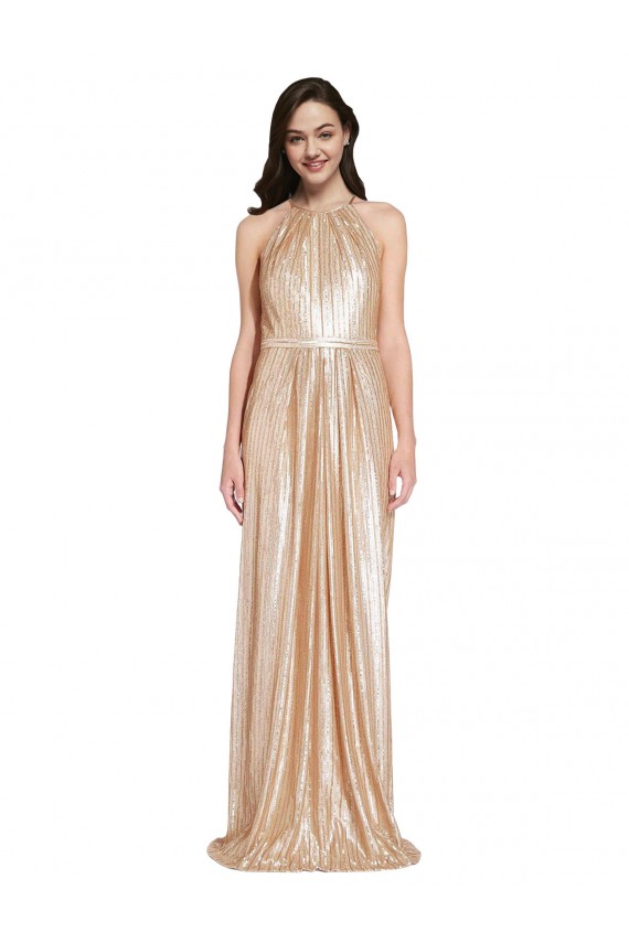 Vendeurs de Or Fourreau Licou Col Haut Paillette Longue Formelles Robes demoiselle d'honneur / Robes de soirée / Robes de bal