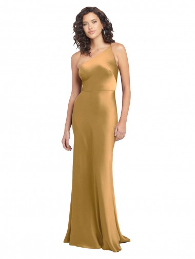 Vendeurs de Or Trapèze Satiné Stretch Longue Formelles Robes demoiselle d'honneur / Robes de soirée / Robes de bal