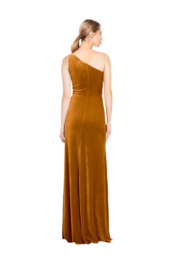 Vendeurs de Or Trapèze Velours Stretch Longue Formelles Robes demoiselle d'honneur / Robes de soirée / Robes de bal