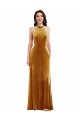 Vendeurs de Or Trompette Licou Col Haut Velours Stretch Longue Robes demoiselle d'honneur / Robes de bal
