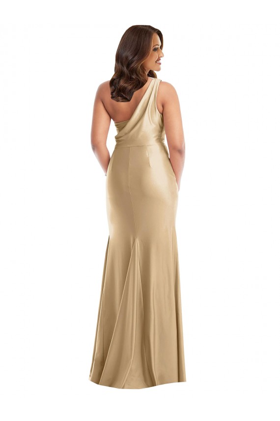 Vendeurs de Or doux Sirène Satiné Soyeux Longue Formelles Robes demoiselle d'honneur / Robes de soirée / Robes de bal