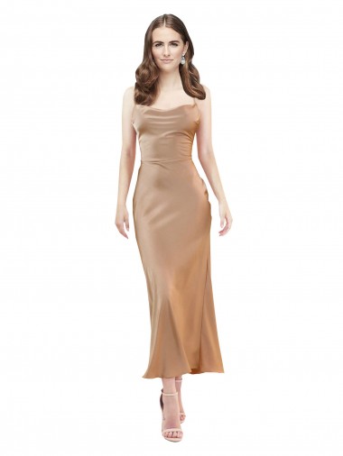 Vendeurs de Or rose Fourreau midi Satiné Soyeux Courte Robes demoiselle d'honneur / Robes de soirée / Robes de cocktail