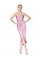 Vendeurs de Orchid Sirène Bretelles spaghetti Crêpe Stretch Courte Asymétrique Robes demoiselle d'honneur / Robes de soirée / Robes de cocktail