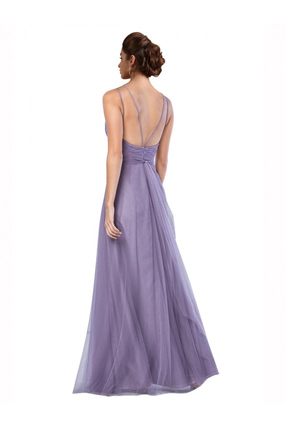 Vendeurs de Pastèque Trapèze Bretelles spaghetti Tulle Longue Robes demoiselle d'honneur