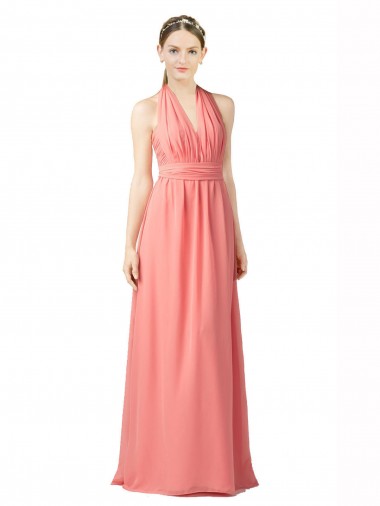 Vendeurs de Pastèque Trapèze Licou Mousseline Longue Robes demoiselle d'honneur