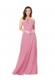 Vendeurs de Peau Rose Trapèze Licou Mousseline Longue Robes demoiselle d'honneur / Robes de bal