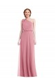 Vendeurs de Peau Rose Trapèze Mousseline Longue Robes demoiselle d'honneur