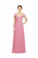 Vendeurs de Peau Rose Trapèze Épaule Dénudée Mousseline Longue Robes demoiselle d'honneur