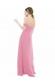 Vendeurs de Peau Rose Trapèze Épaule Dénudée Mousseline Longue Robes demoiselle d'honneur
