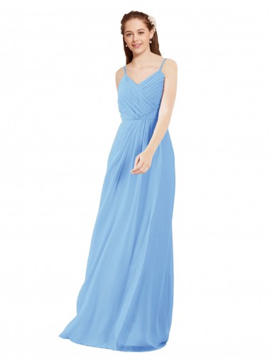 Vendeurs de Periwinkle Fourreau Col V Mousseline Longue Robes demoiselle d'honneur