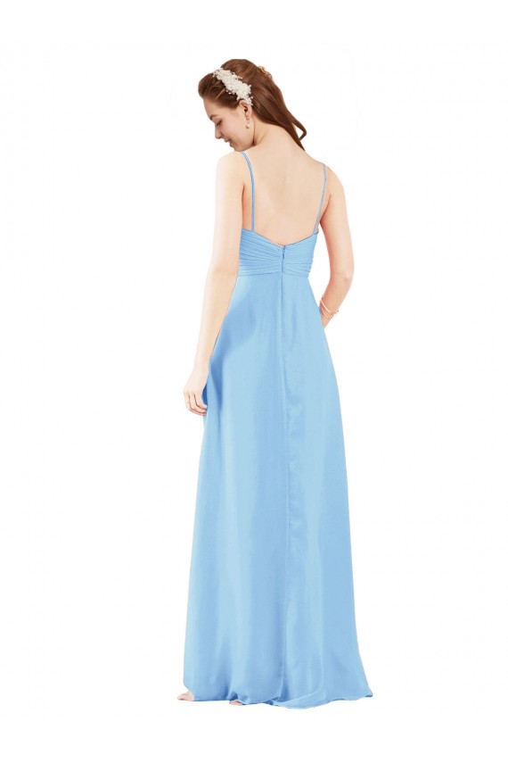 Vendeurs de Periwinkle Fourreau Col V Mousseline Longue Robes demoiselle d'honneur