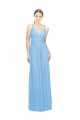 Vendeurs de Periwinkle Trapèze Bretelles spaghetti Col V Mousseline Longue Robes demoiselle d'honneur