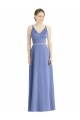 Vendeurs de Periwinkle Trapèze Bretelles spaghetti Col V Satiné Longue Robes demoiselle d'honneur