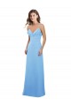 Vendeurs de Periwinkle Trapèze Bretelles spaghetti Mousseline Longue Robes demoiselle d'honneur