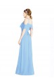 Vendeurs de Periwinkle Trapèze Licou Mousseline Longue Robes demoiselle d'honneur