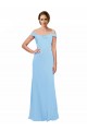 Vendeurs de Periwinkle Trapèze Épaule Dénudée Bretelles spaghetti Mousseline Longue Robes demoiselle d'honneur