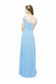 Vendeurs de Periwinkle Trapèze Épaule Dénudée Bretelles spaghetti Mousseline Longue Robes demoiselle d'honneur