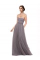 Vendeurs de Pewter Trapèze Bretelles spaghetti Tulle Longue Robes demoiselle d'honneur
