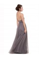 Vendeurs de Pewter Trapèze Bretelles spaghetti Tulle Longue Robes demoiselle d'honneur