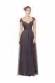 Vendeurs de Pewter Trapèze Tulle Longue Robes demoiselle d'honneur