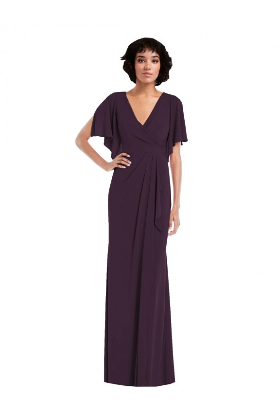 Vendeurs de Pourpre Fourreau Col V Spandex Longue Formelles Robes demoiselle d'honneur / Robes de soirée / Robes de bal