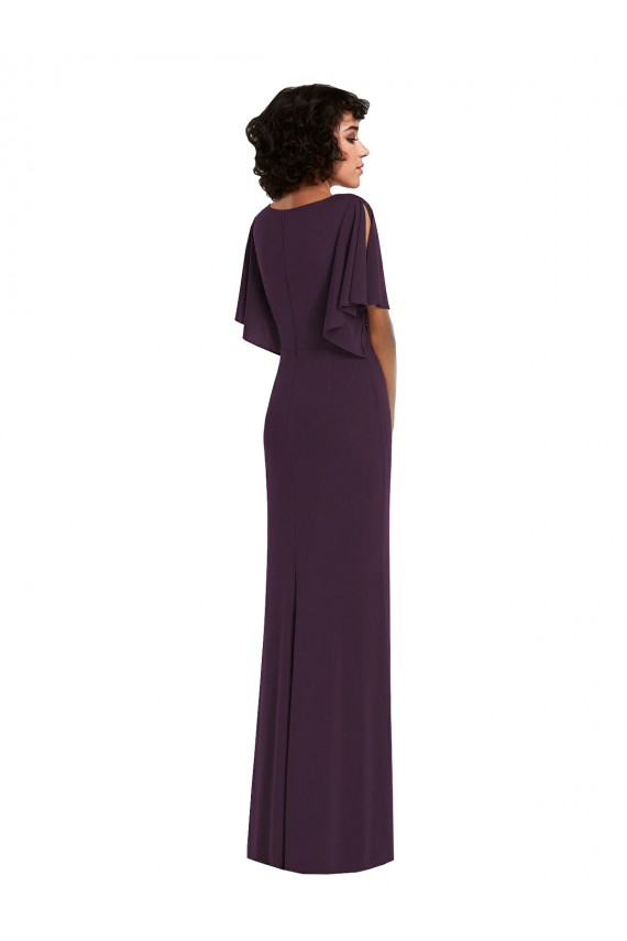 Vendeurs de Pourpre Fourreau Col V Spandex Longue Formelles Robes demoiselle d'honneur / Robes de soirée / Robes de bal