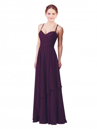 Vendeurs de Pourpre Fourreau Mousseline Longue Robes demoiselle d'honneur