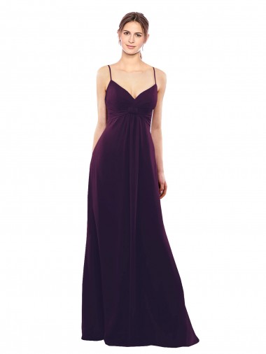 Vendeurs de Pourpre Trapèze Bretelles spaghetti Mousseline Longue Robes demoiselle d'honneur