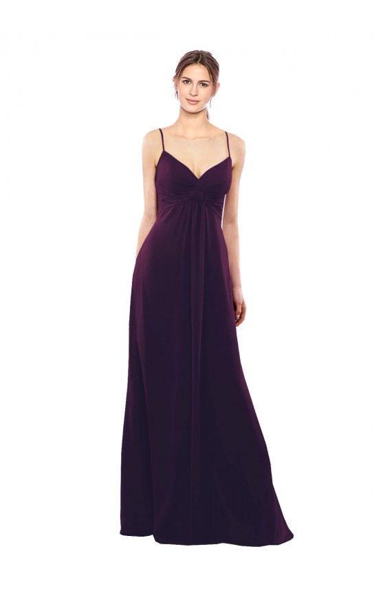 Vendeurs de Pourpre Trapèze Bretelles spaghetti Mousseline Longue Robes demoiselle d'honneur